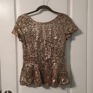 Gold Sequin Peplum Blouse
